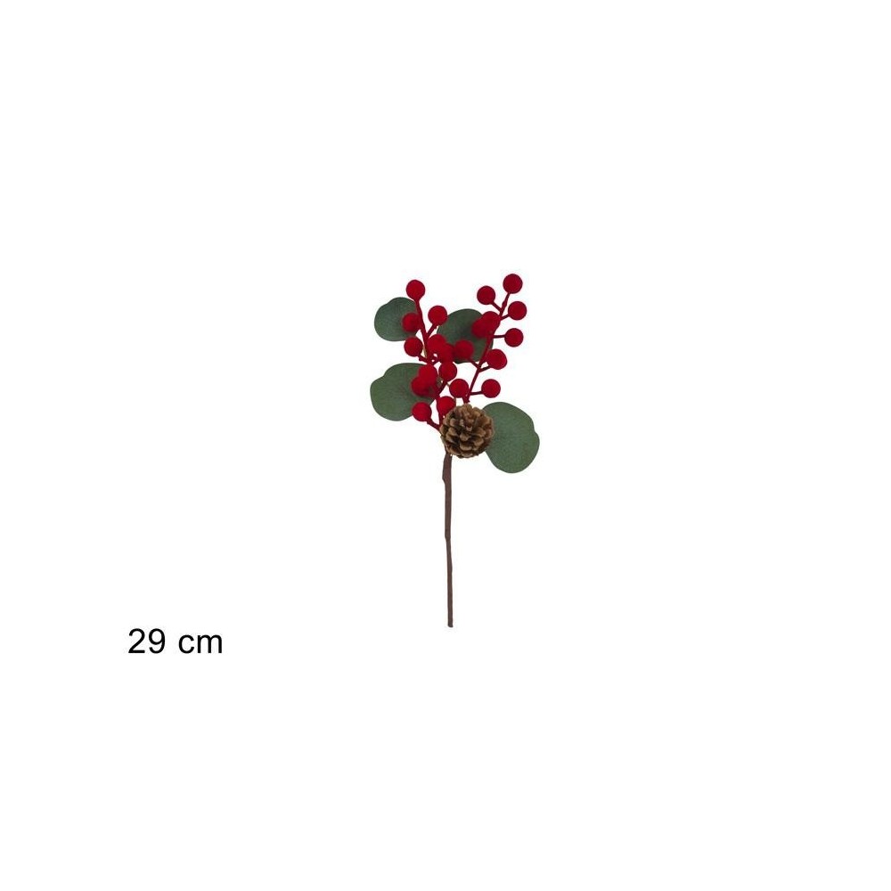 STELO 29CM PIGNE E BACCHE EFFETTO VELLUTO ROSSO